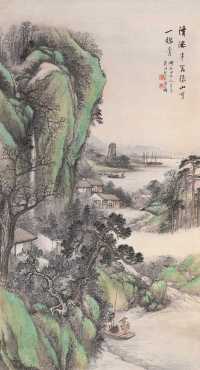 吴石僊 庚戌（1910年）作 溪山青绿 立轴